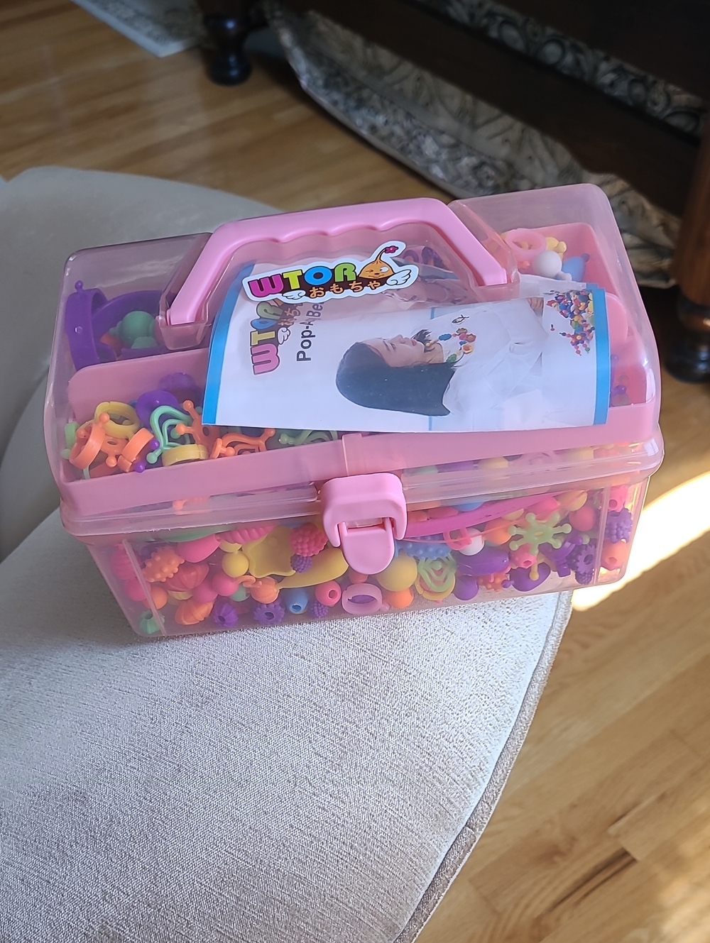 Kids Bead Craft Set with Pink Carry Case - Creative Jewelry Kit